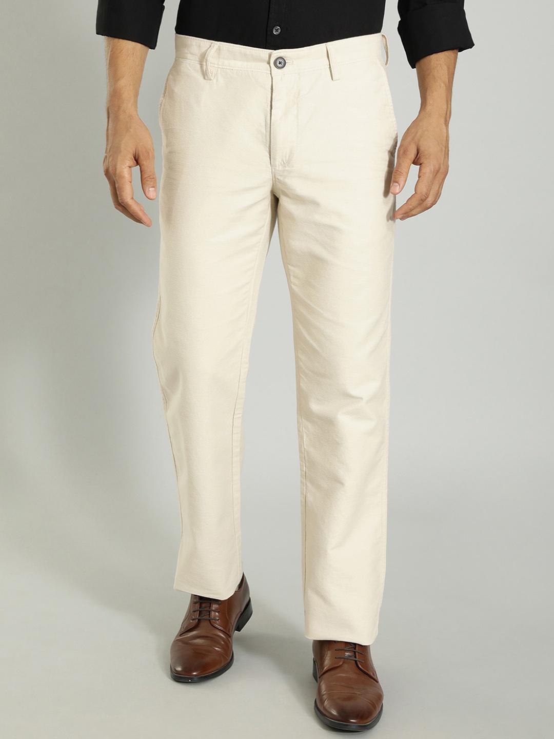 

Indian Terrain Men Kansas Pure Cotton Trousers, White