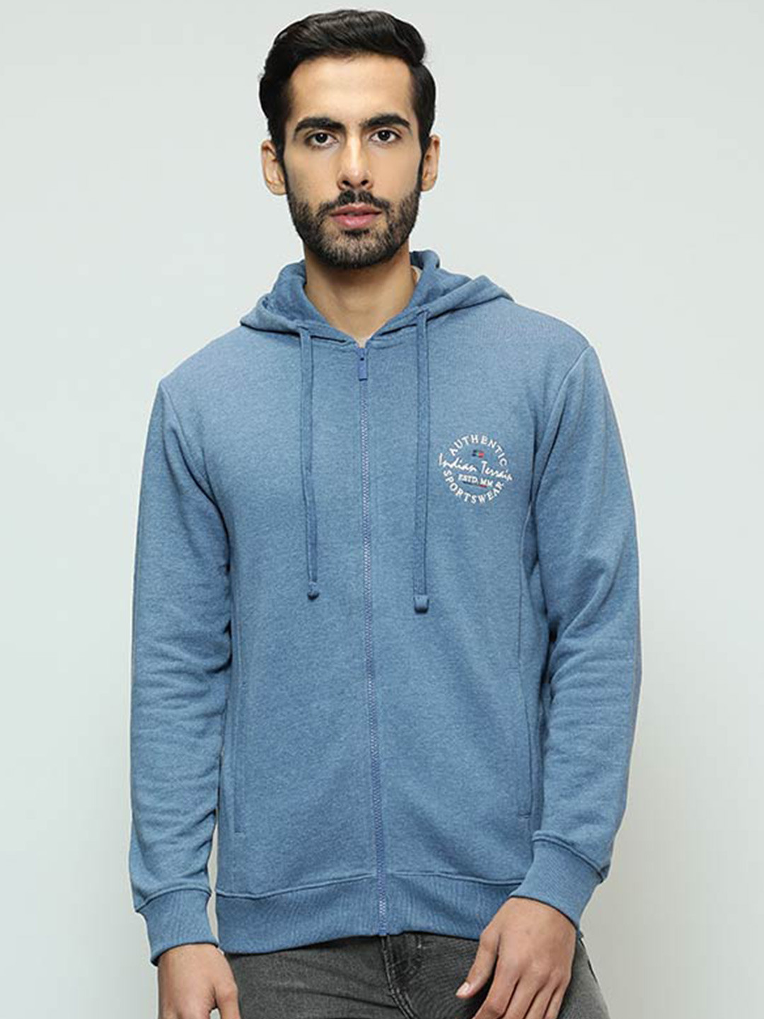 

Indian Terrain Hooded Front-Open Sweatshirt, Blue