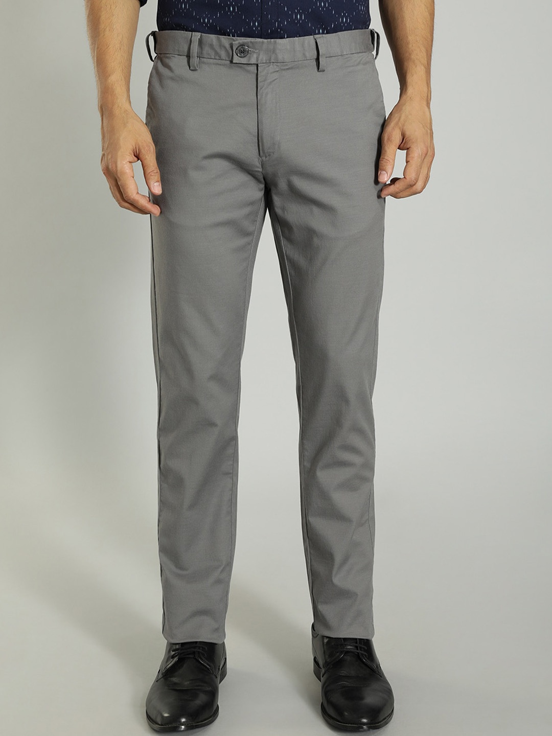 

Indian Terrain Men Brooklyn Slim Fit Regular Trousers, Grey