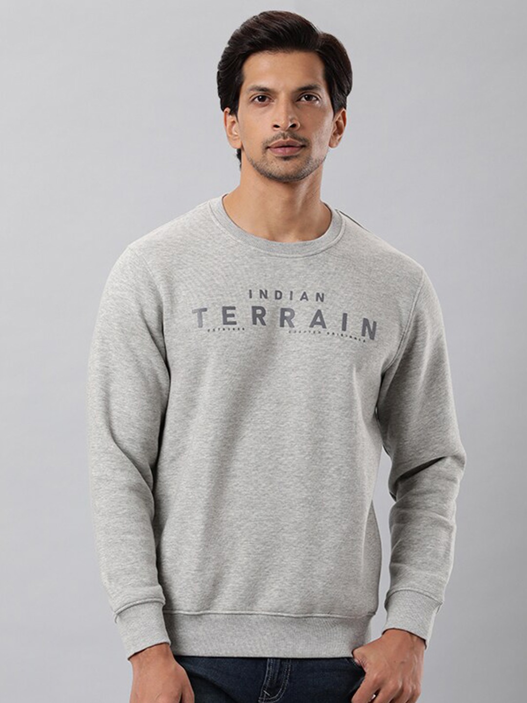 

Indian Terrain Typography Printed Sweatshirt, Grey