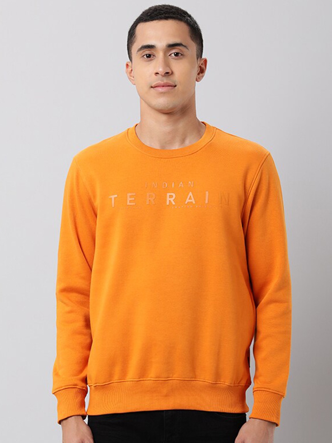 

Indian Terrain Typography Printed Sweatshirt, Orange