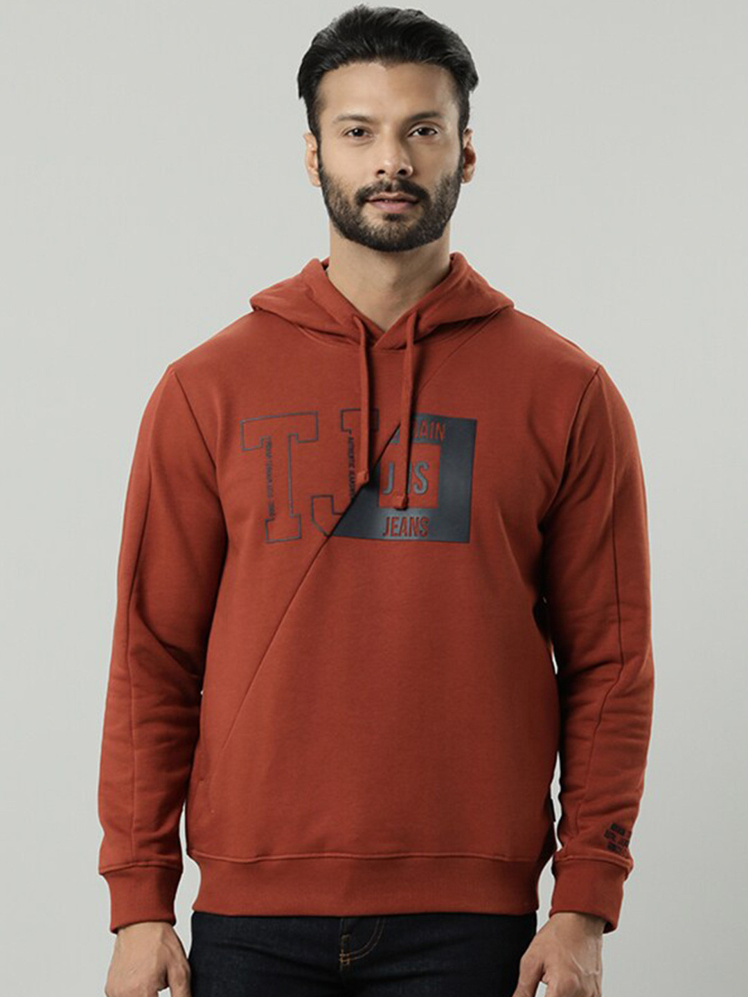 

Indian Terrain Typography Printed Hooded Sweatshirt, Maroon