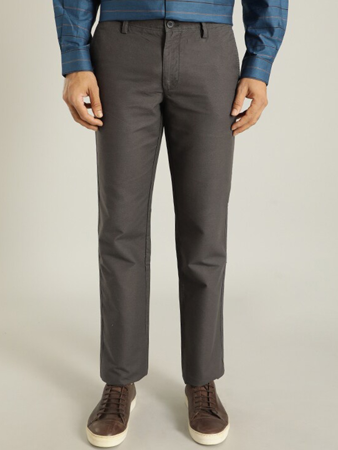 

Indian Terrain Men Cotton Kansas Formal Trousers, Grey