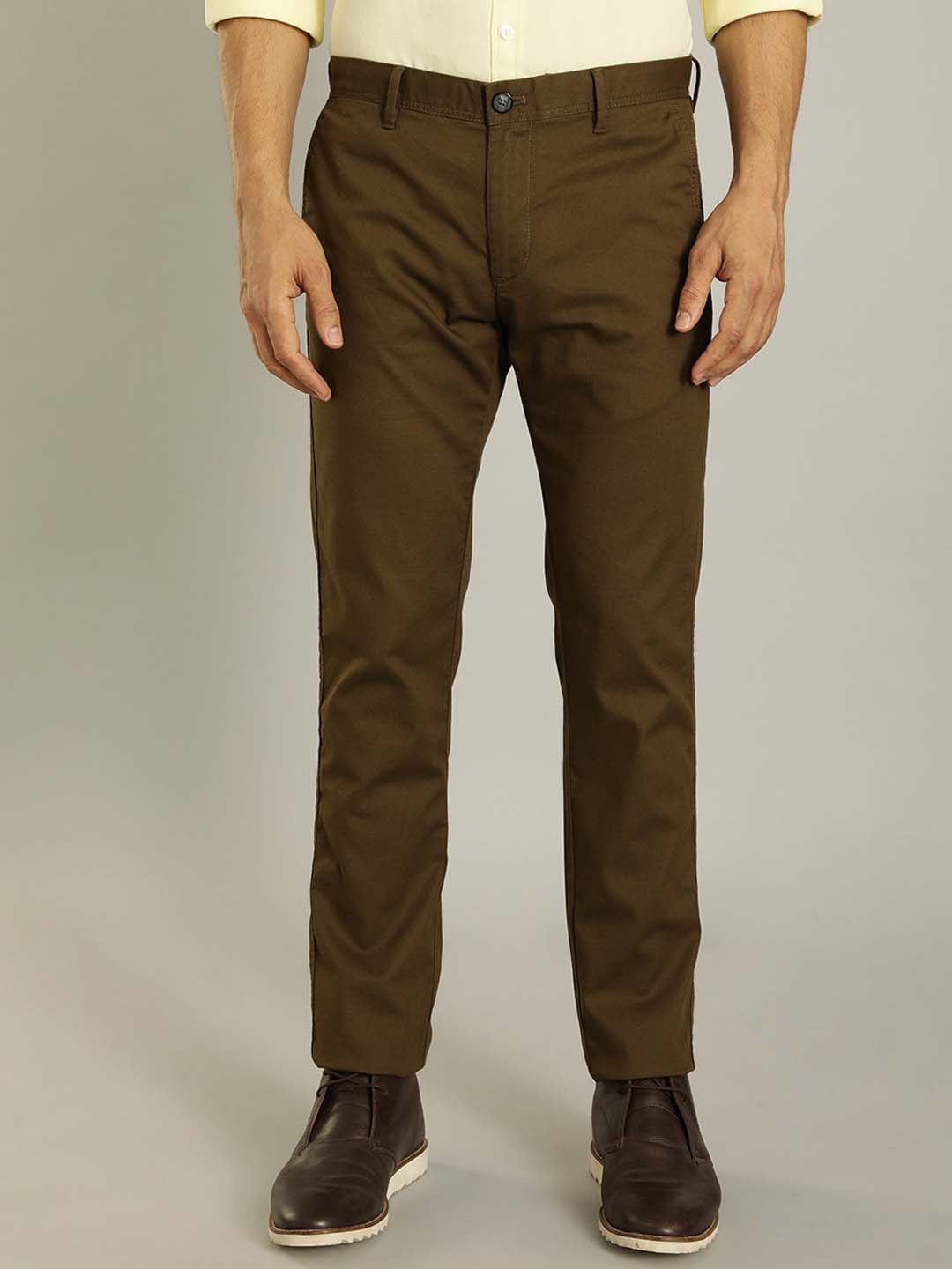 

Indian Terrain Men Brooklyn Slim Fit Mid-Rise Chinos Trouser, Mustard