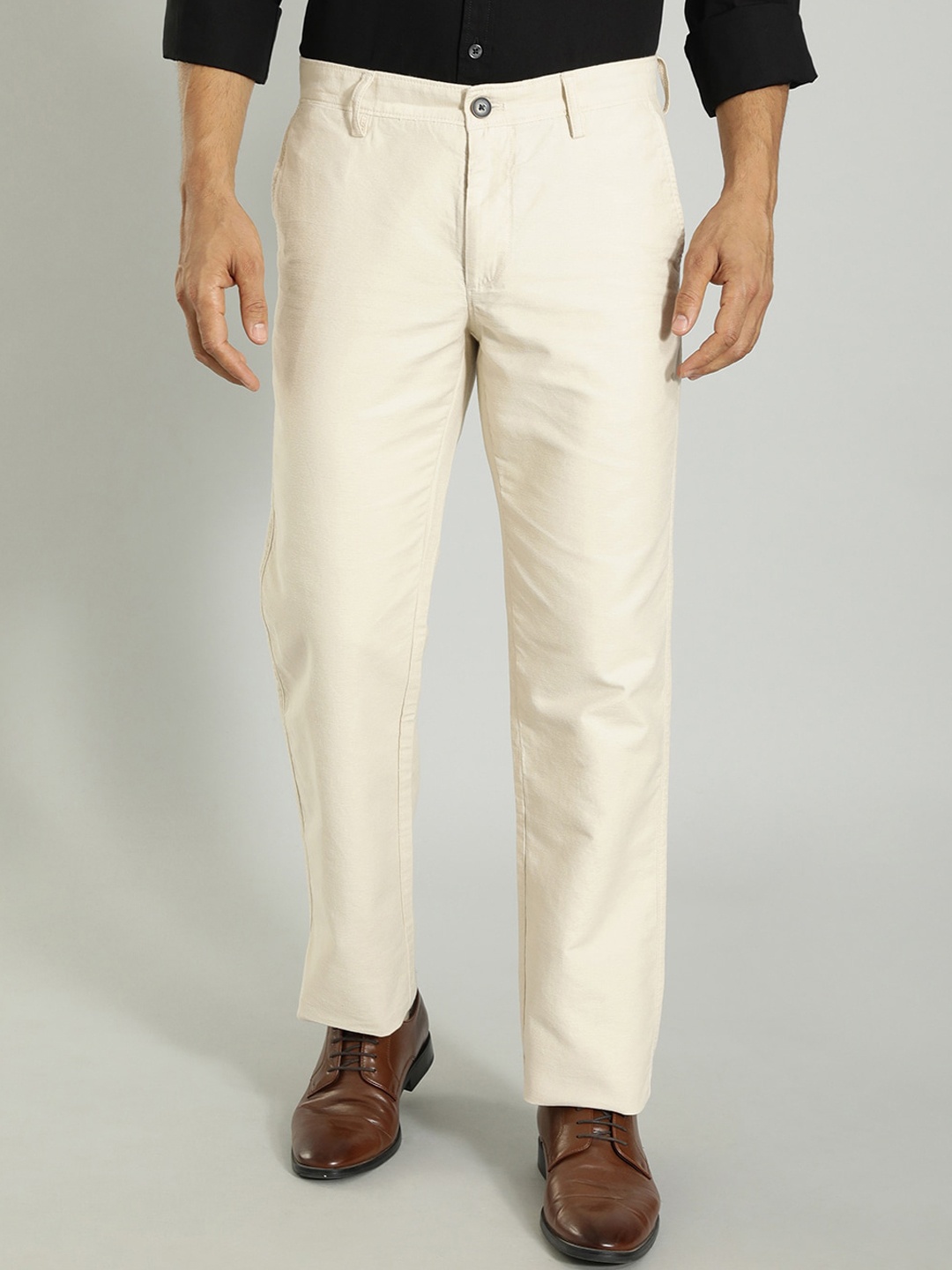 

Indian Terrain Men Kansas Pure Cotton Trousers, White