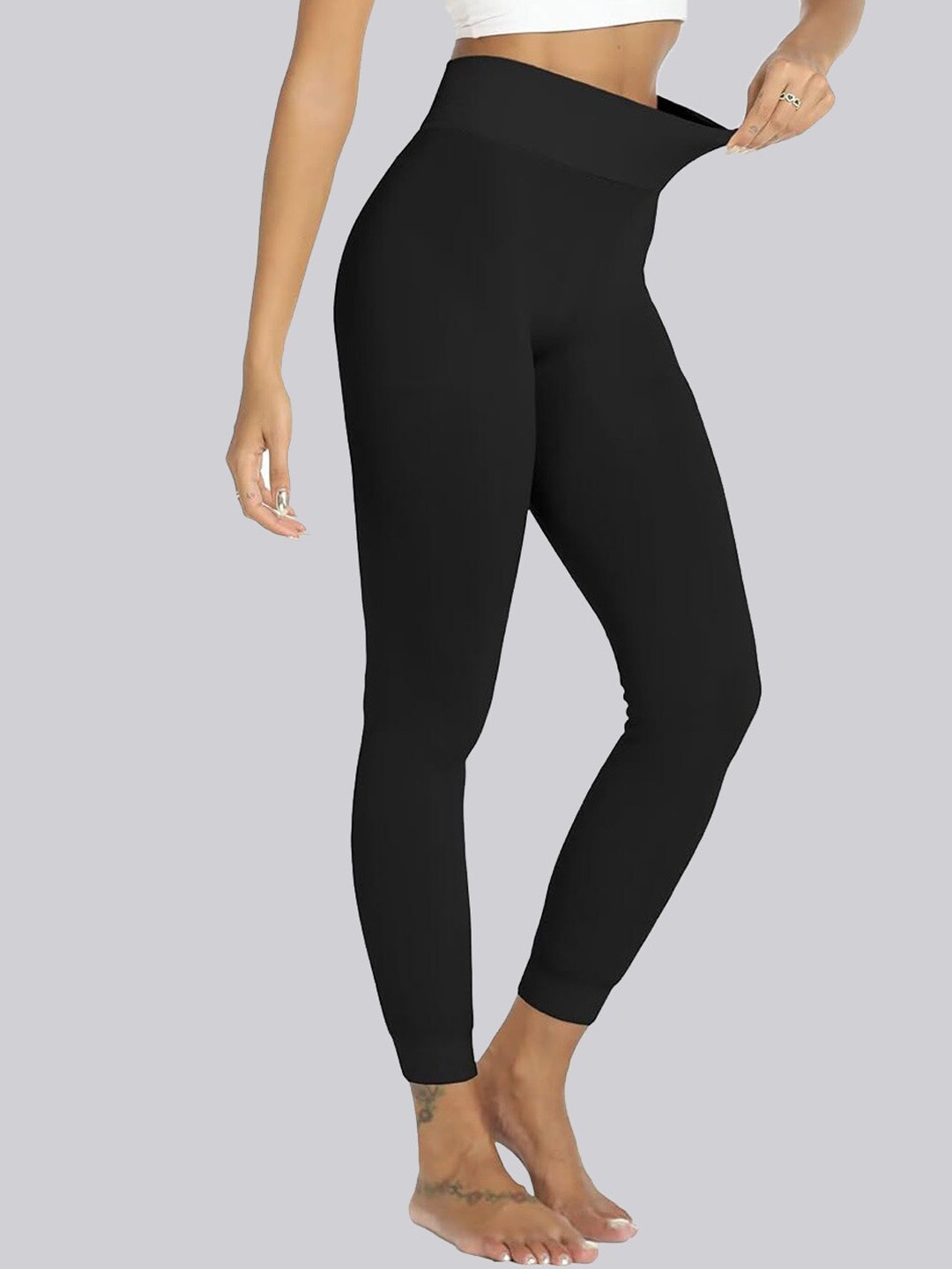 

KeepCart Women Knitted Mid-Rise Thermal Bottom, Black