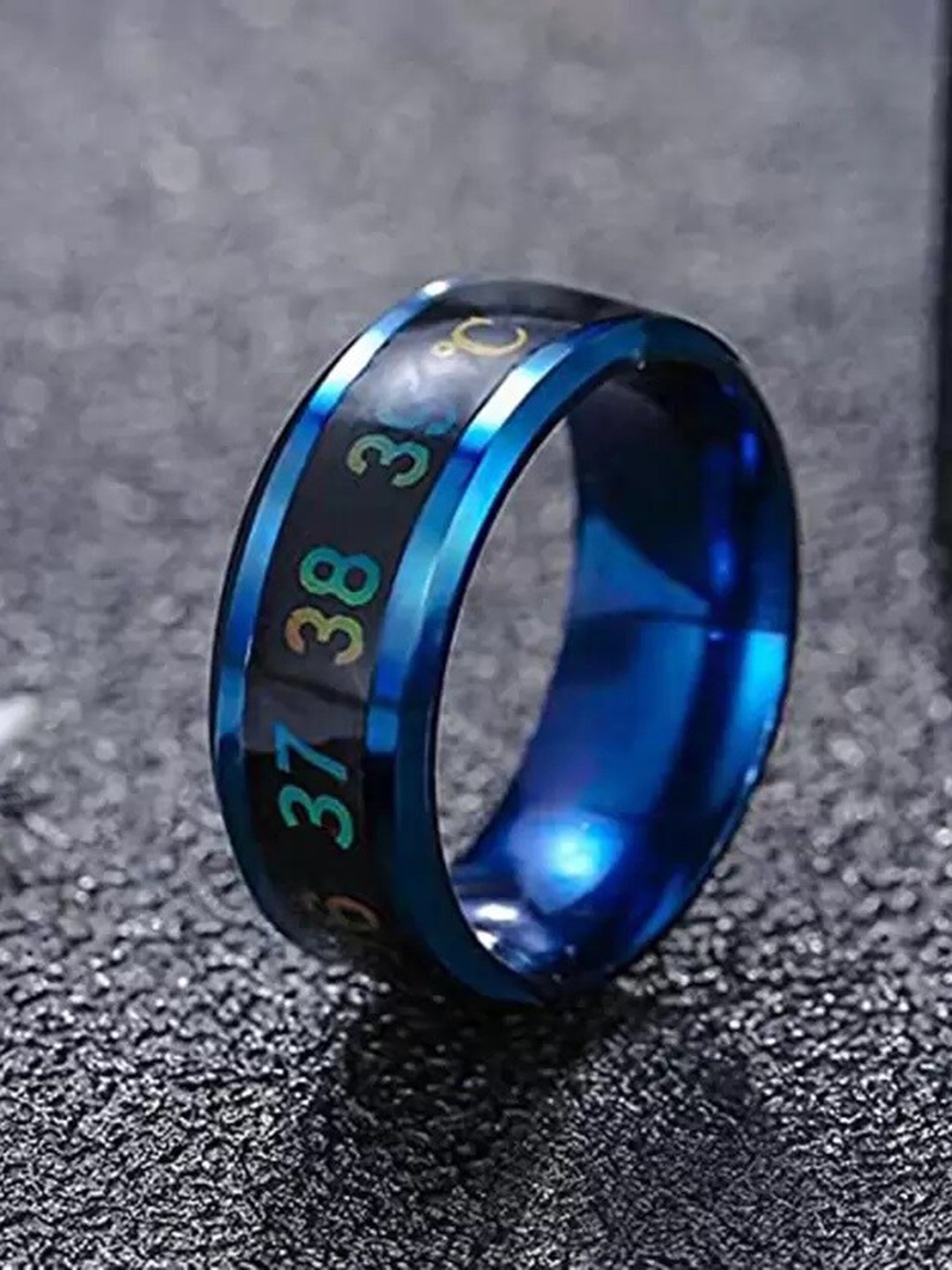 

VIEN Men Stainless Steel Finger Ring, Blue