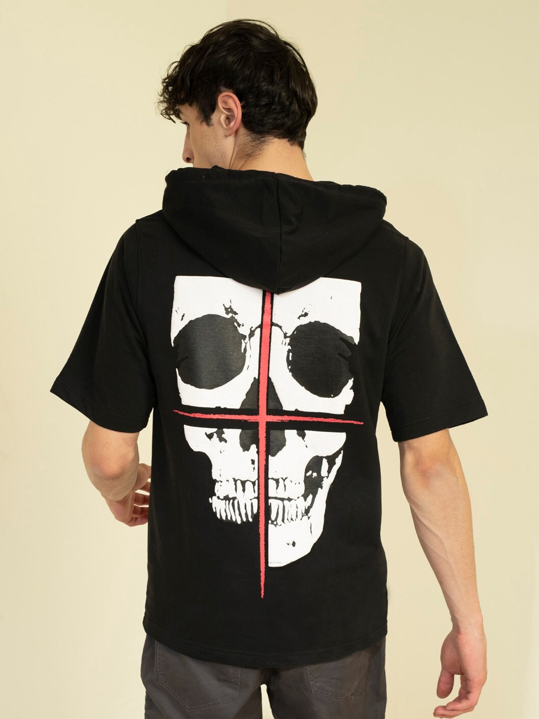 

PUNK Graphic Printed Hooded Pullover Fleece Sweatshirt, Black