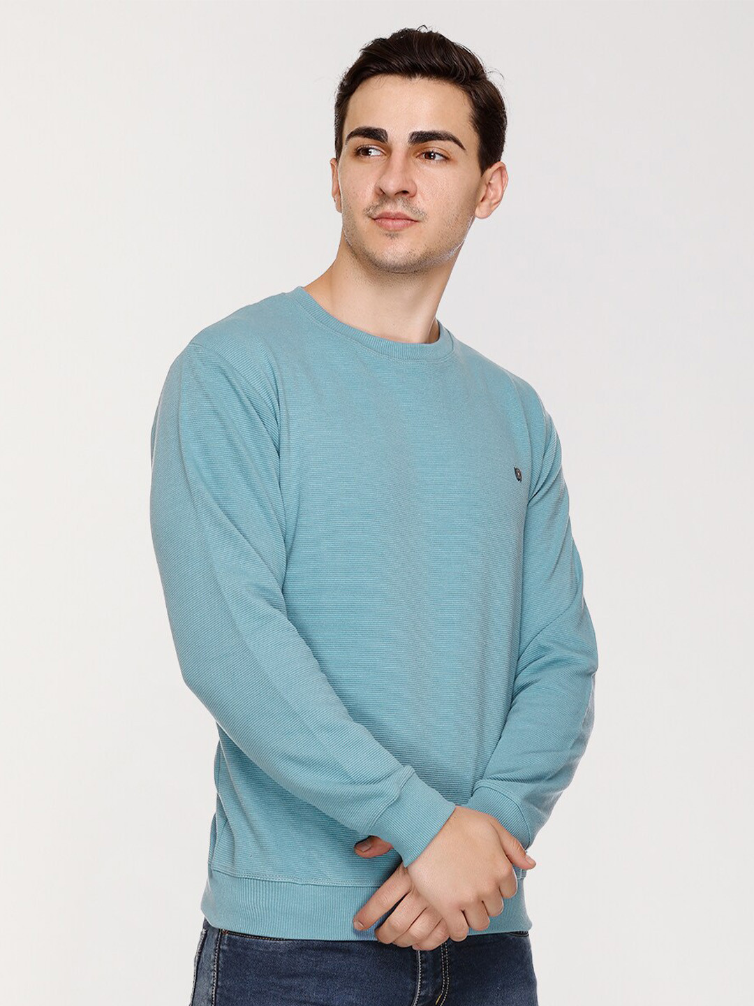 

ARRAY Round Neck Pullover Cotton Sweatshirt, Blue