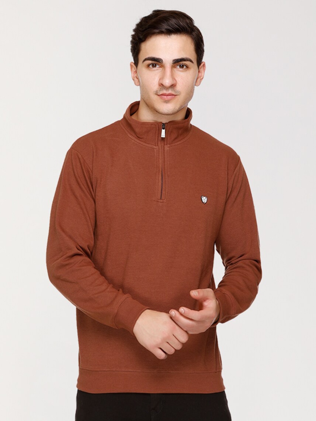 

ARRAY High Neck Cotton Sweatshirt, Coffee brown