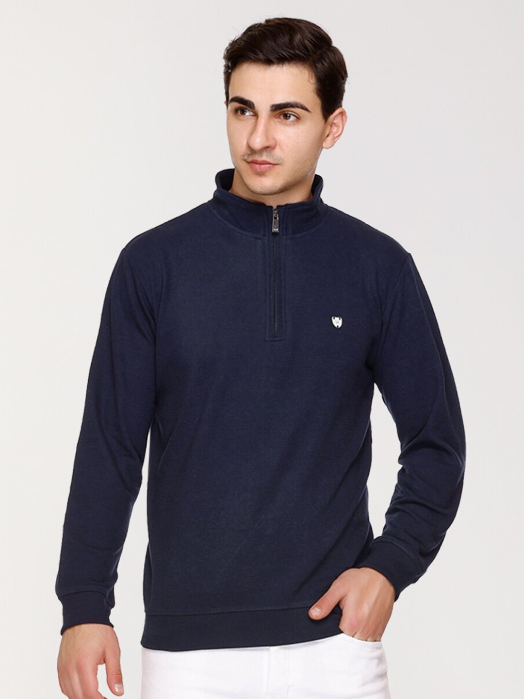 

ARRAY High Neck Cotton Sweatshirt, Navy blue