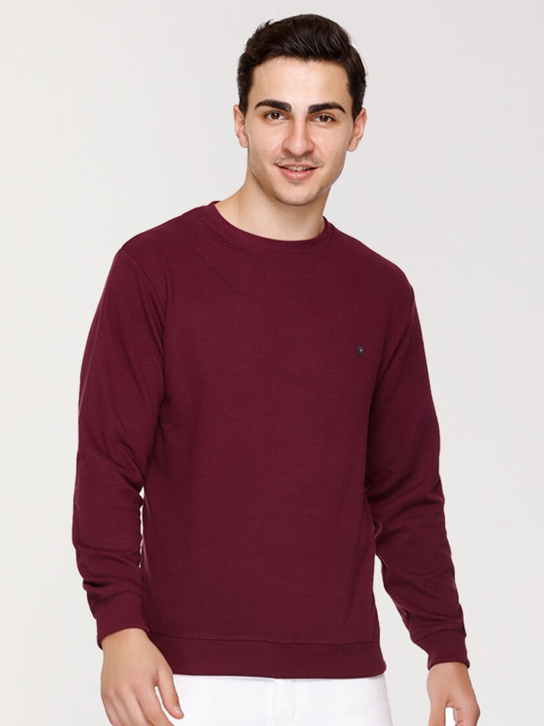 

ARRAY Round Neck Cotton Sweatshirt, Maroon