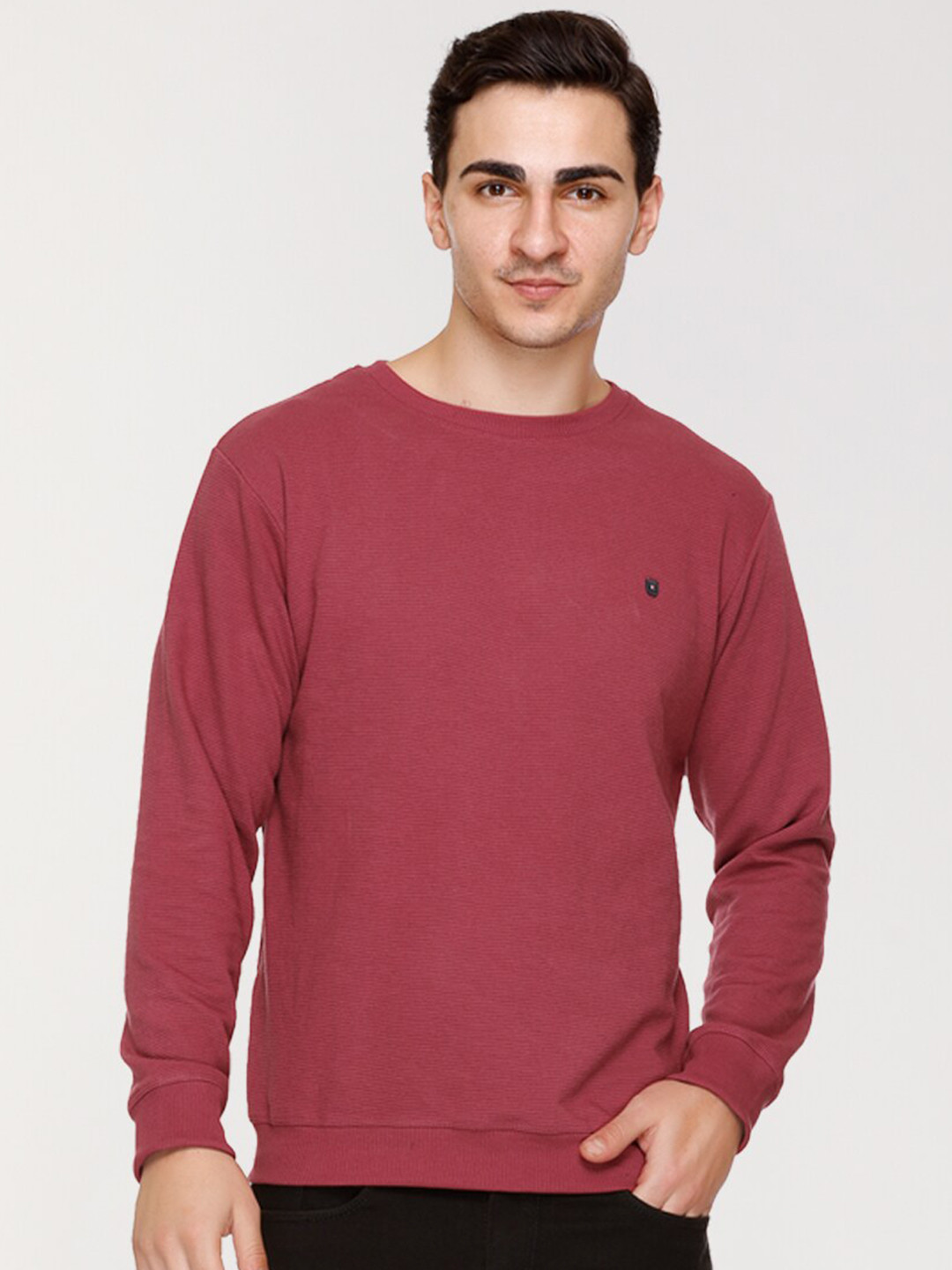 

ARRAY Round Neck Cotton Sweatshirt, Rust