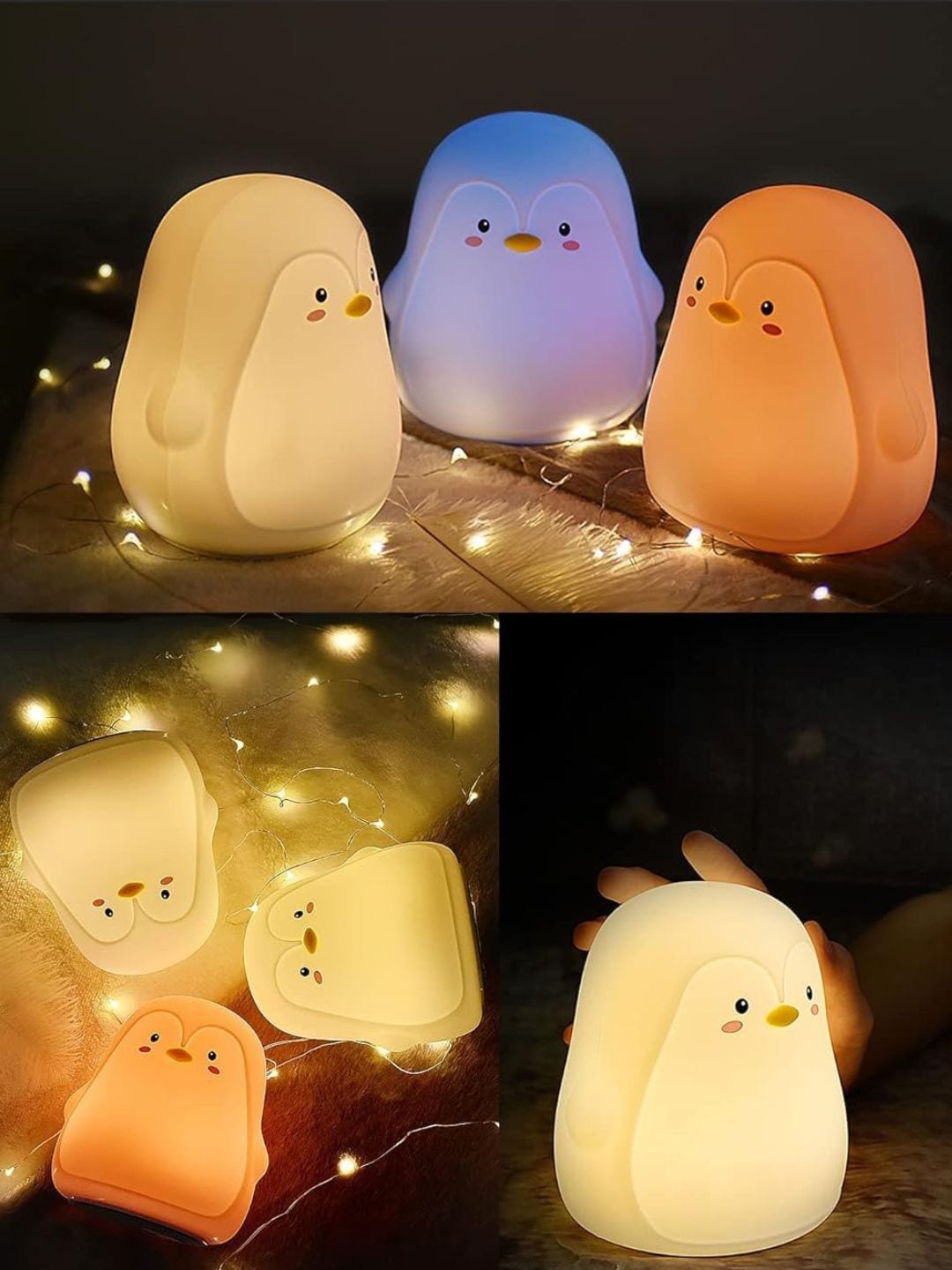 

DecorTwist Kids 7-Color Penguin LED Night Lamp, White