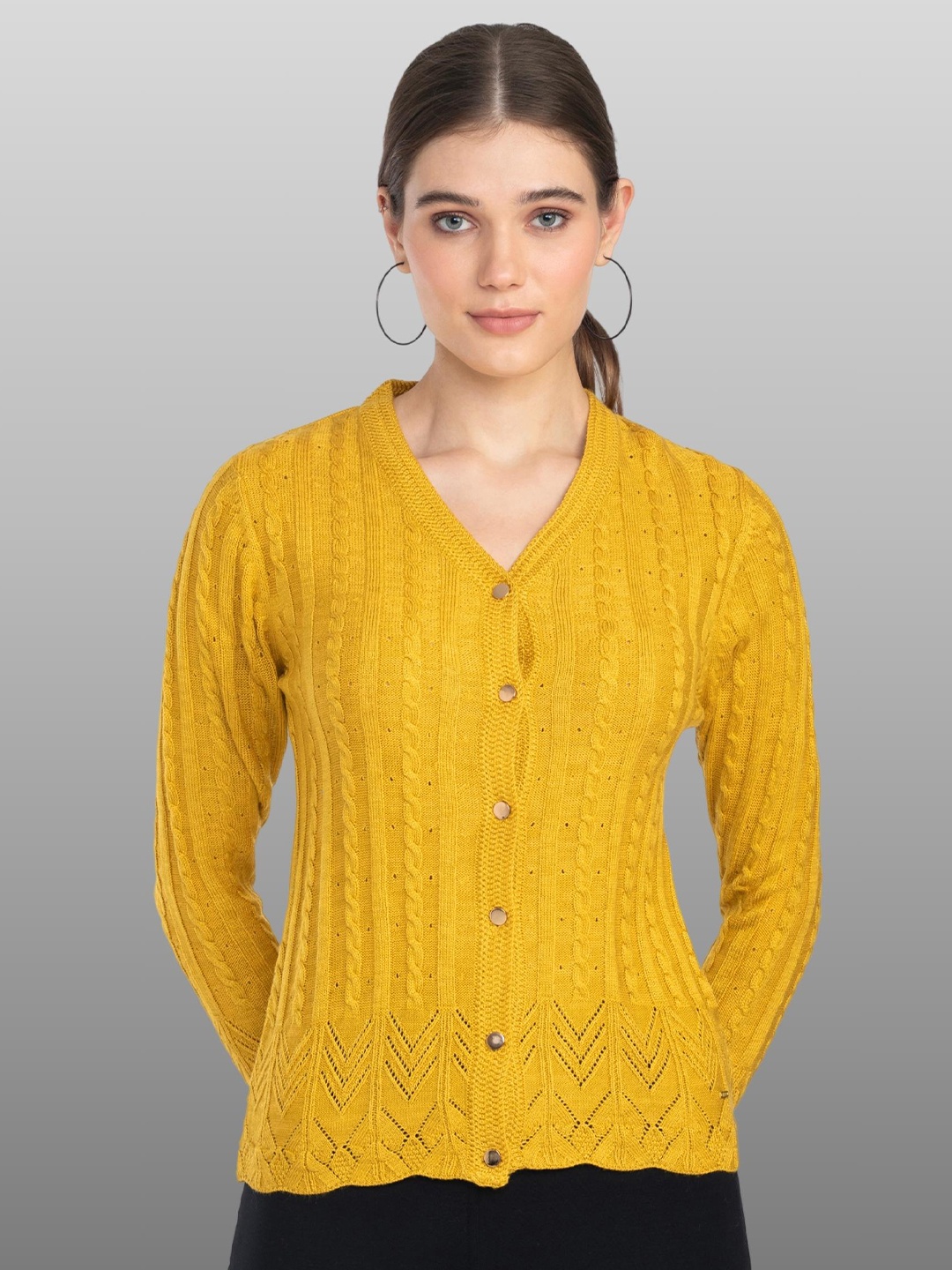 

Moda Elementi V-Neck Woollen Cardigan, Mustard