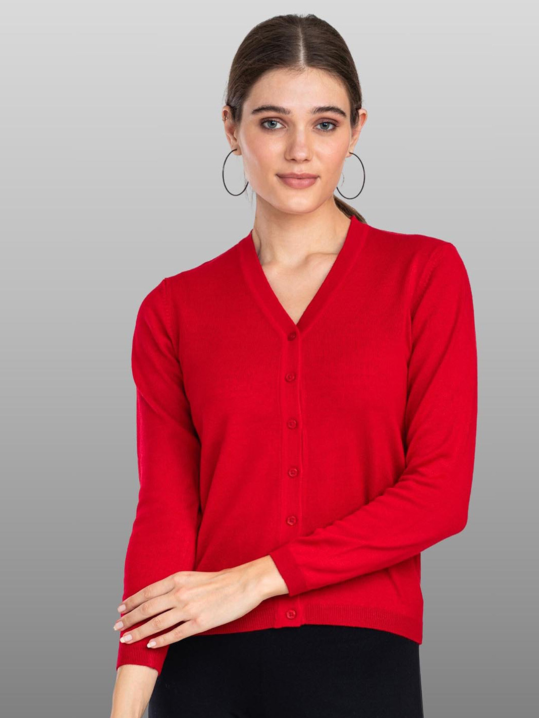 

Moda Elementi V-Neck Woollen Cardigan, Red
