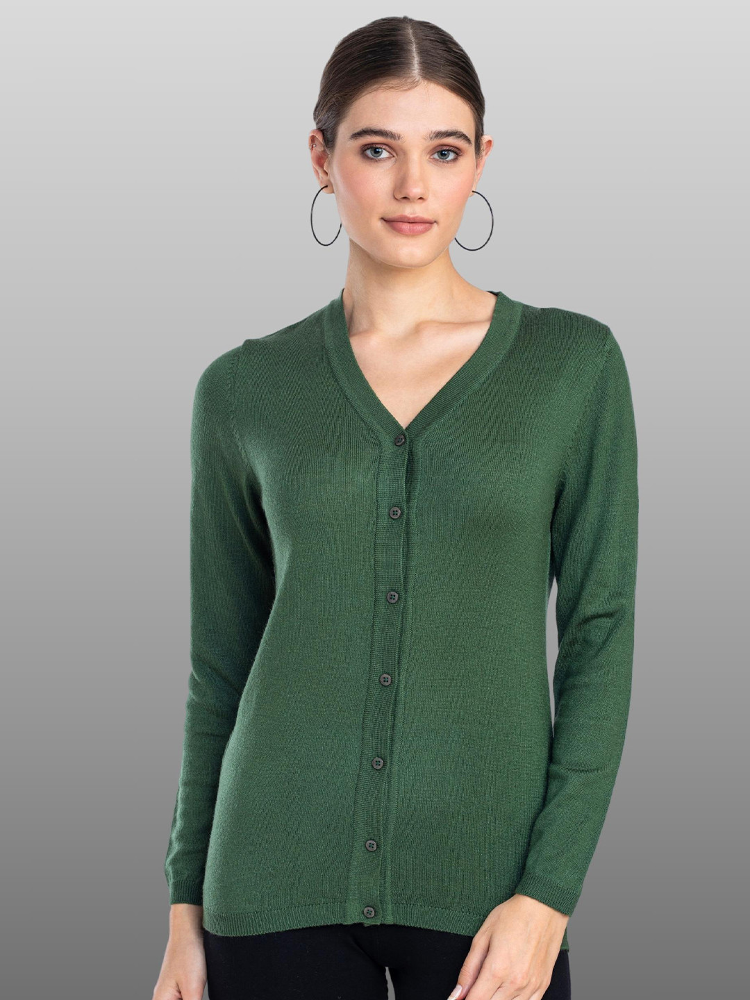 

Moda Elementi V-Neck Cardigan Sweater, Green