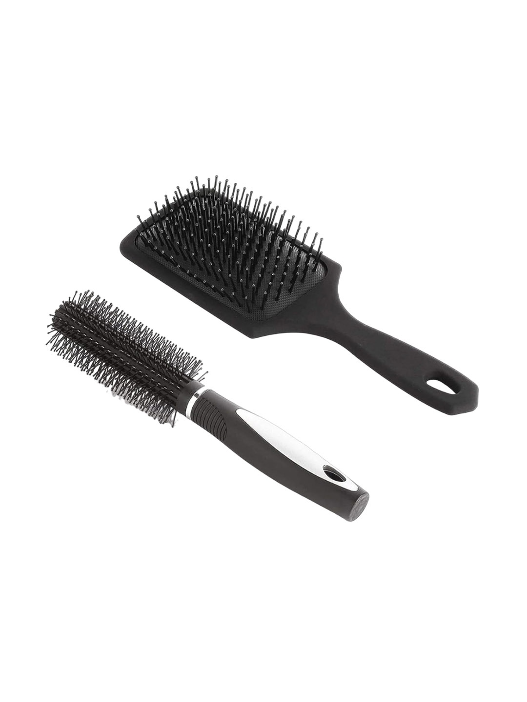 

FEELHIGH Set Of 2 Cushion Paddle & Round Hair Brush, Black