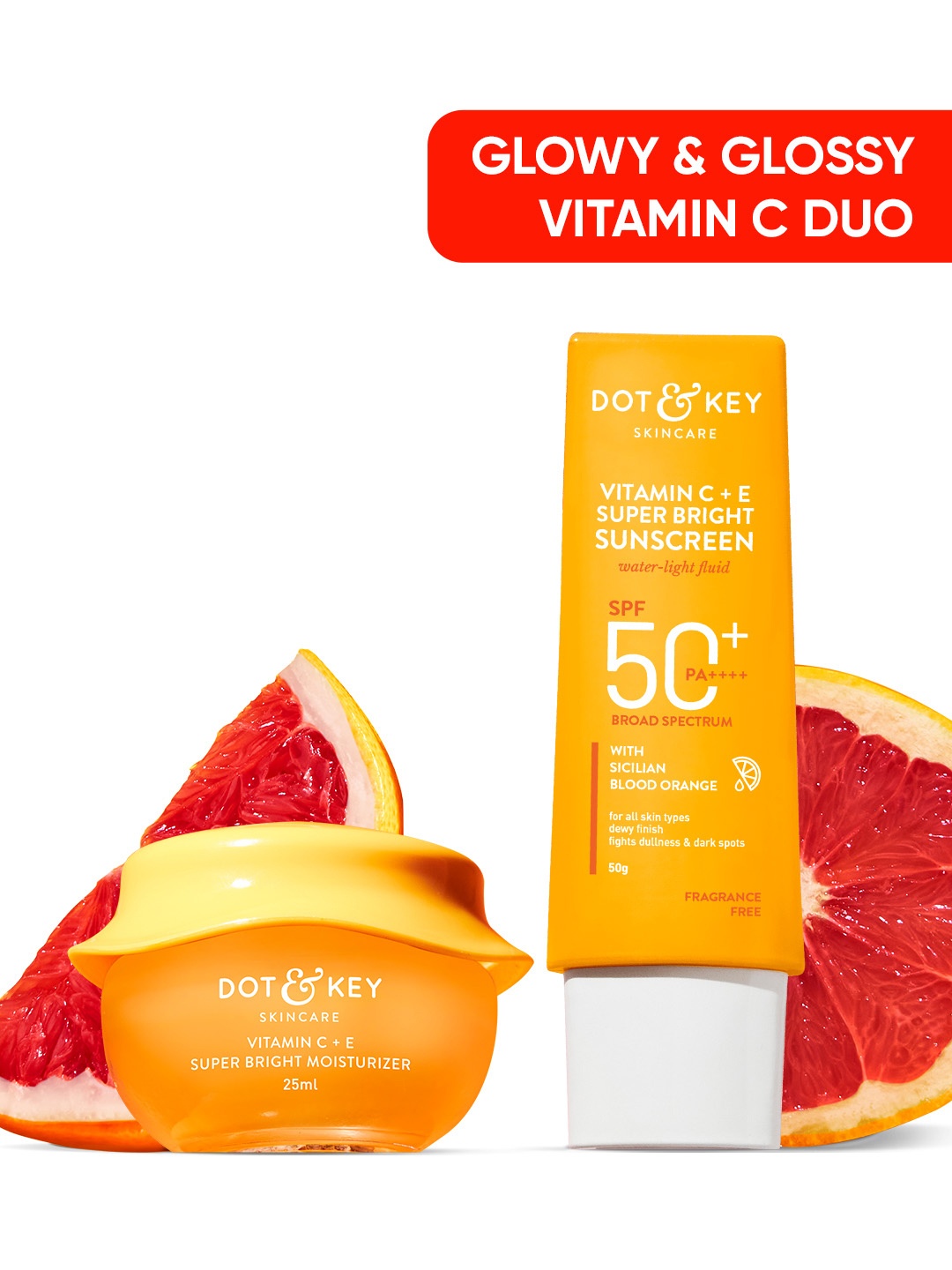 

DOT & KEY Set of Vitamin C+E Moisturizer 25ml + Sunscreen 50g, Yellow