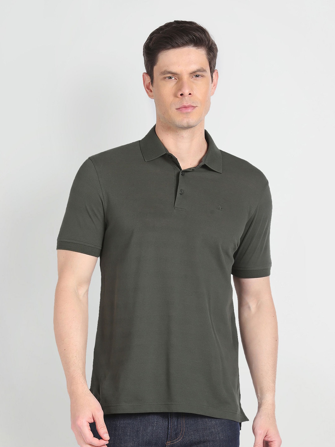 

Arrow Polo Collar Pure Cotton T-shirt, Green