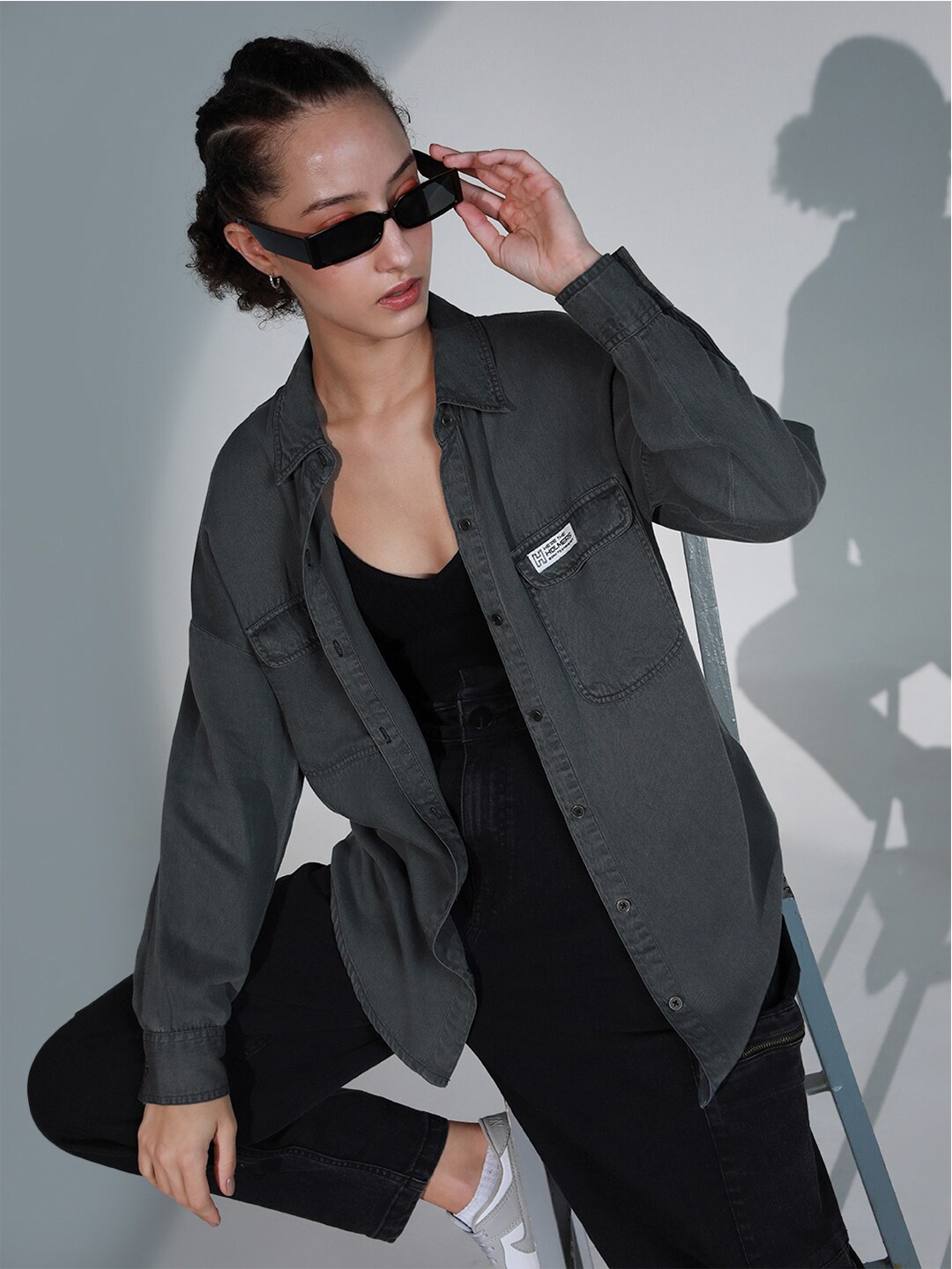 

Hubberholme Standard Oversized Casual Shirt, Black