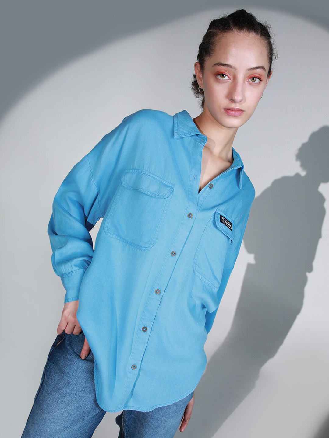

Hubberholme Standard Oversized Casual Shirt, Blue