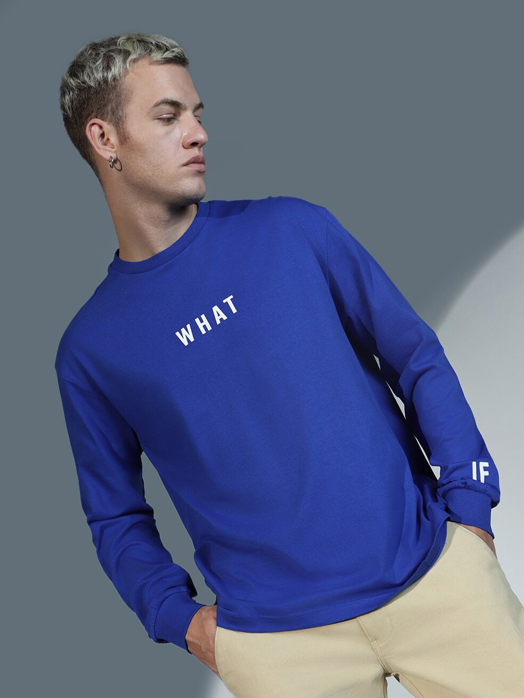 

Hubberholme Typography Printed Cotton Relaxed Fit T-shirt, Blue