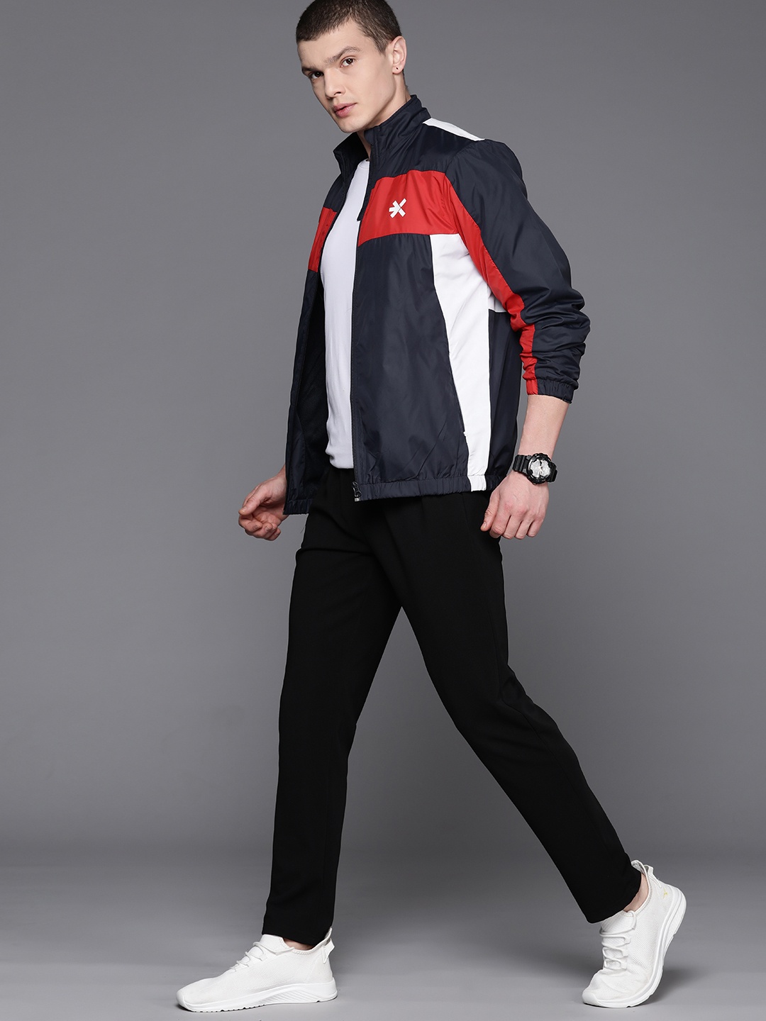 

HRX by Hrithik Roshan Men Colourblocked Lightweight Running Sporty Jacket, Navy blue
