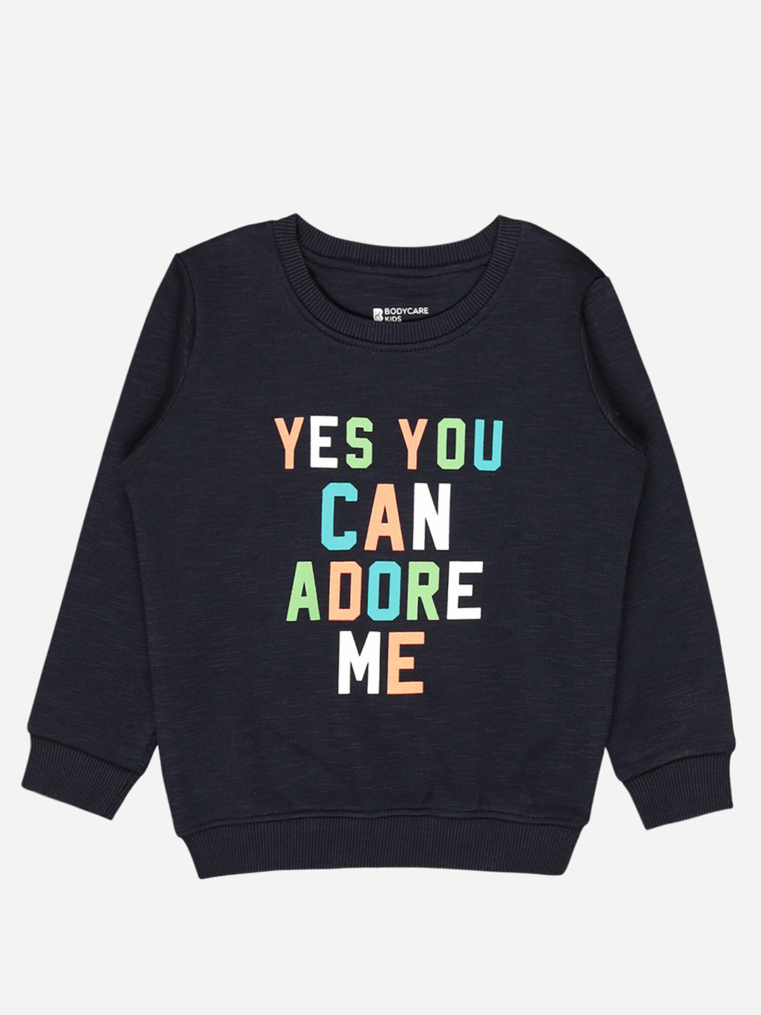 

Bodycare Kids Boys Typography Printed Fleece Sweatshirt, Navy blue