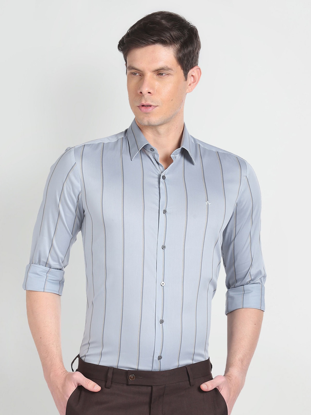 Arrow New York Slim Fit Vertical Striped Formal Shirt, Blue