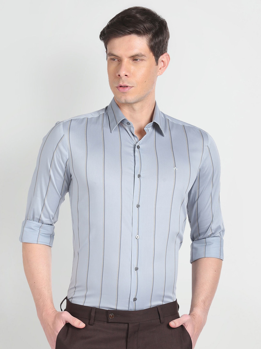 Arrow New York Slim Fit Vertical Striped Formal Shirt, Blue