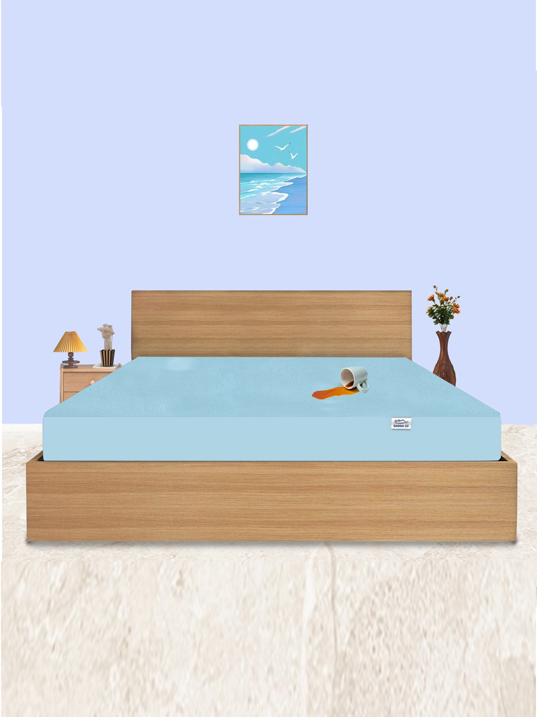 

GADDA CO Blue King Size 100% Waterproof Premium Polycotton Mattress Protector
