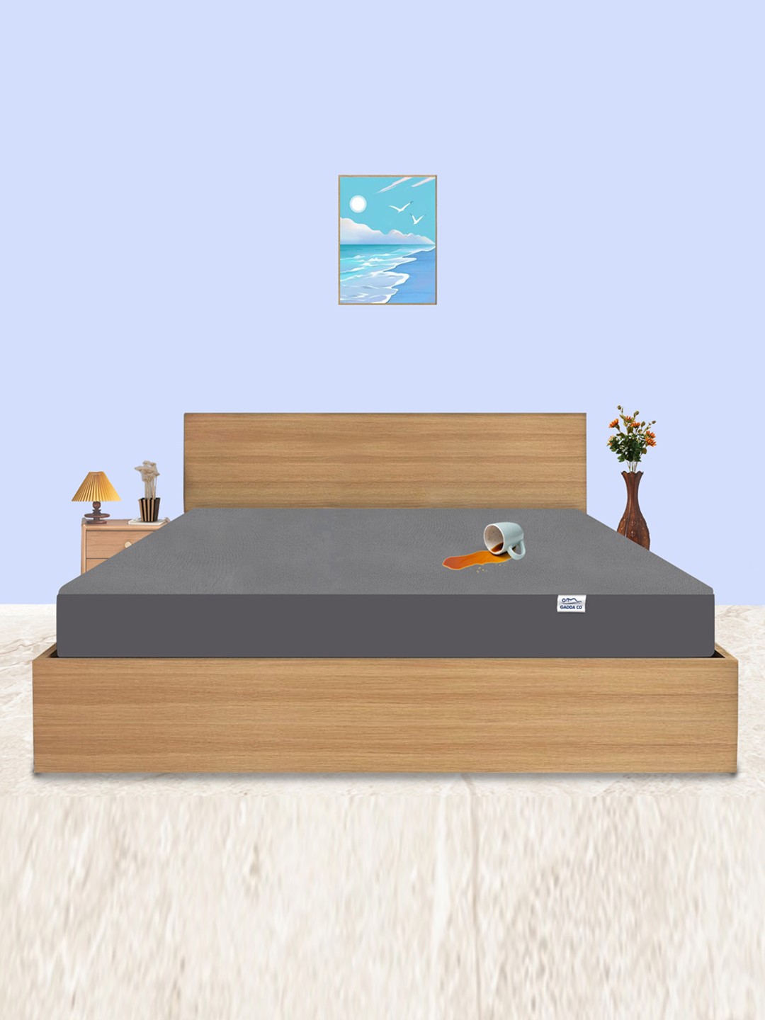 

GADDA CO Grey King Size 100% Waterproof Premium Polycotton Mattress Protector