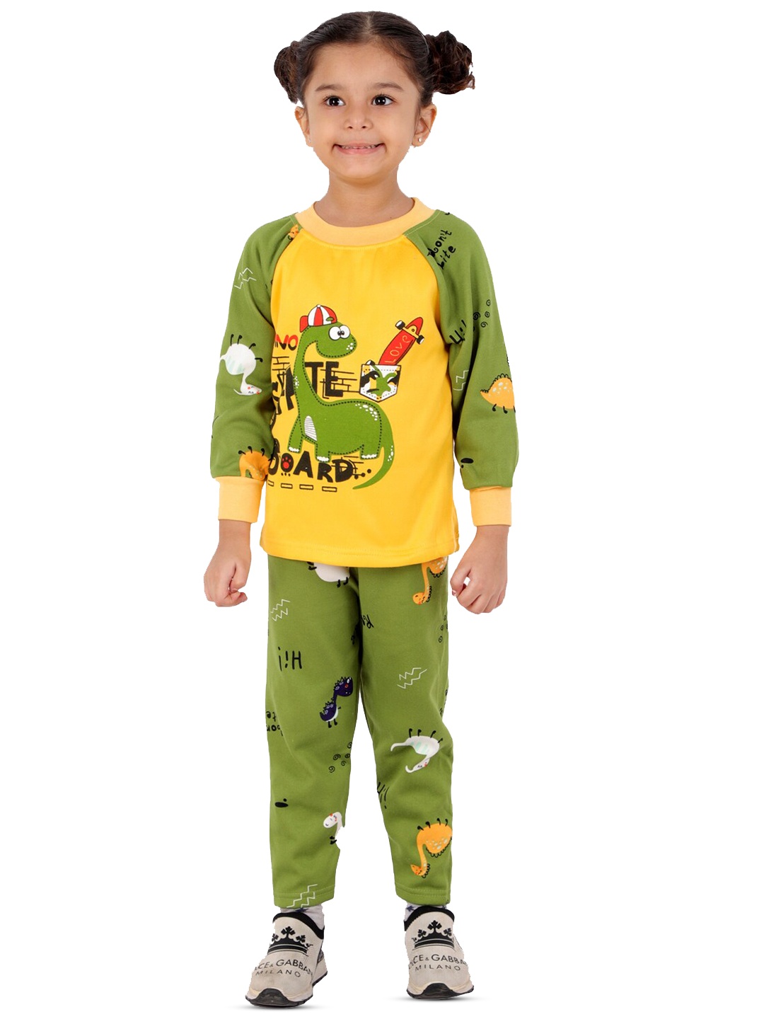 

ahhaaaa Kids Printed T-shirt with Pyjamas, Green