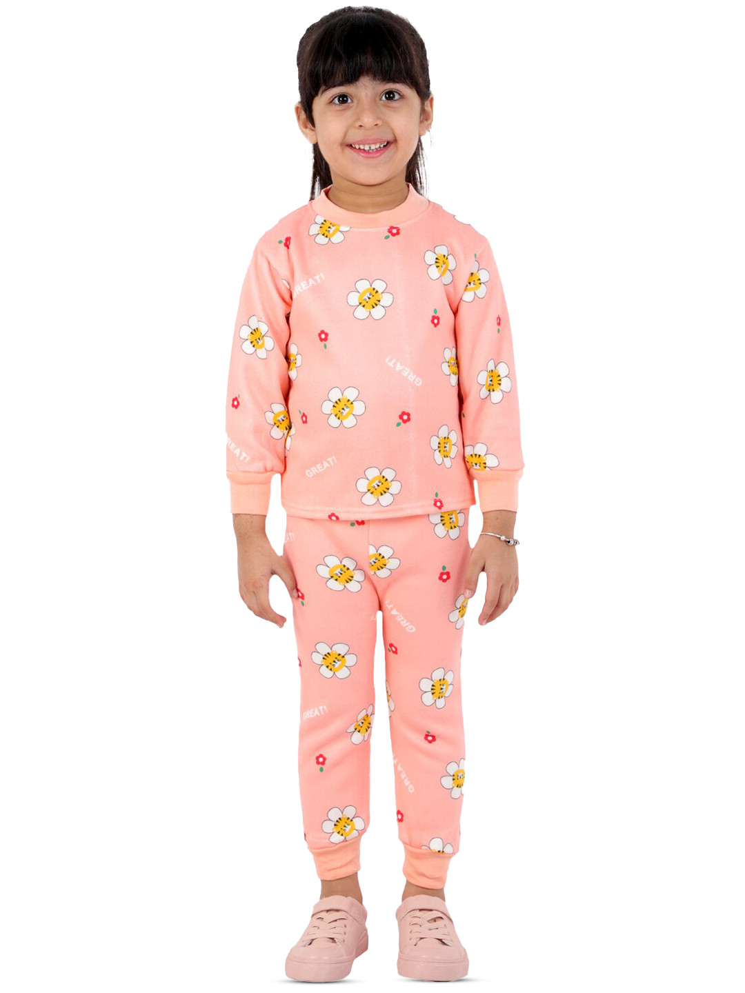 

ahhaaaa Kids Floral Printed Sweatshirt With Pyjamas, Pink
