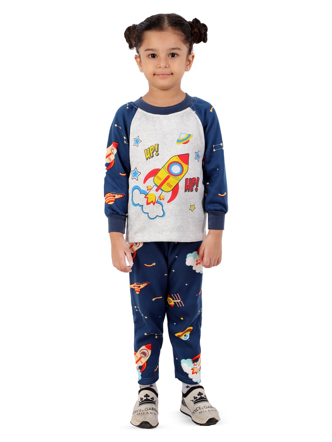 

ahhaaaa Kids Printed T-shirt with Pyjamas, Grey