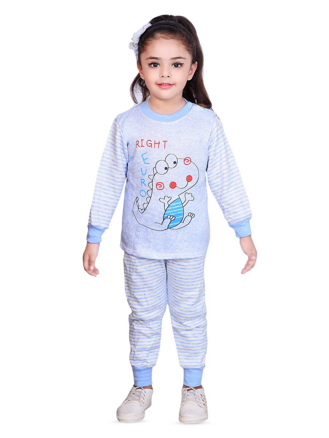 

ahhaaaa Girls Graphic Printed Round Neck Sweatshirt & Joggers, Blue