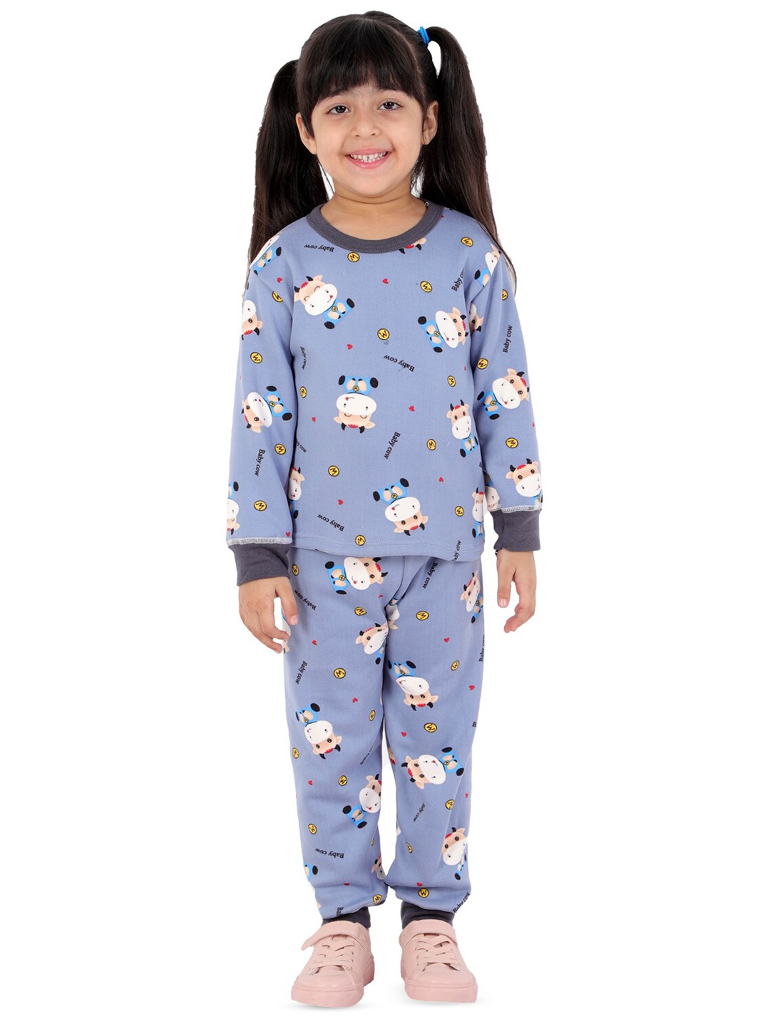 

ahhaaaa Girls Conversational Printed Round Neck Sweatshirt & Joggers, Blue