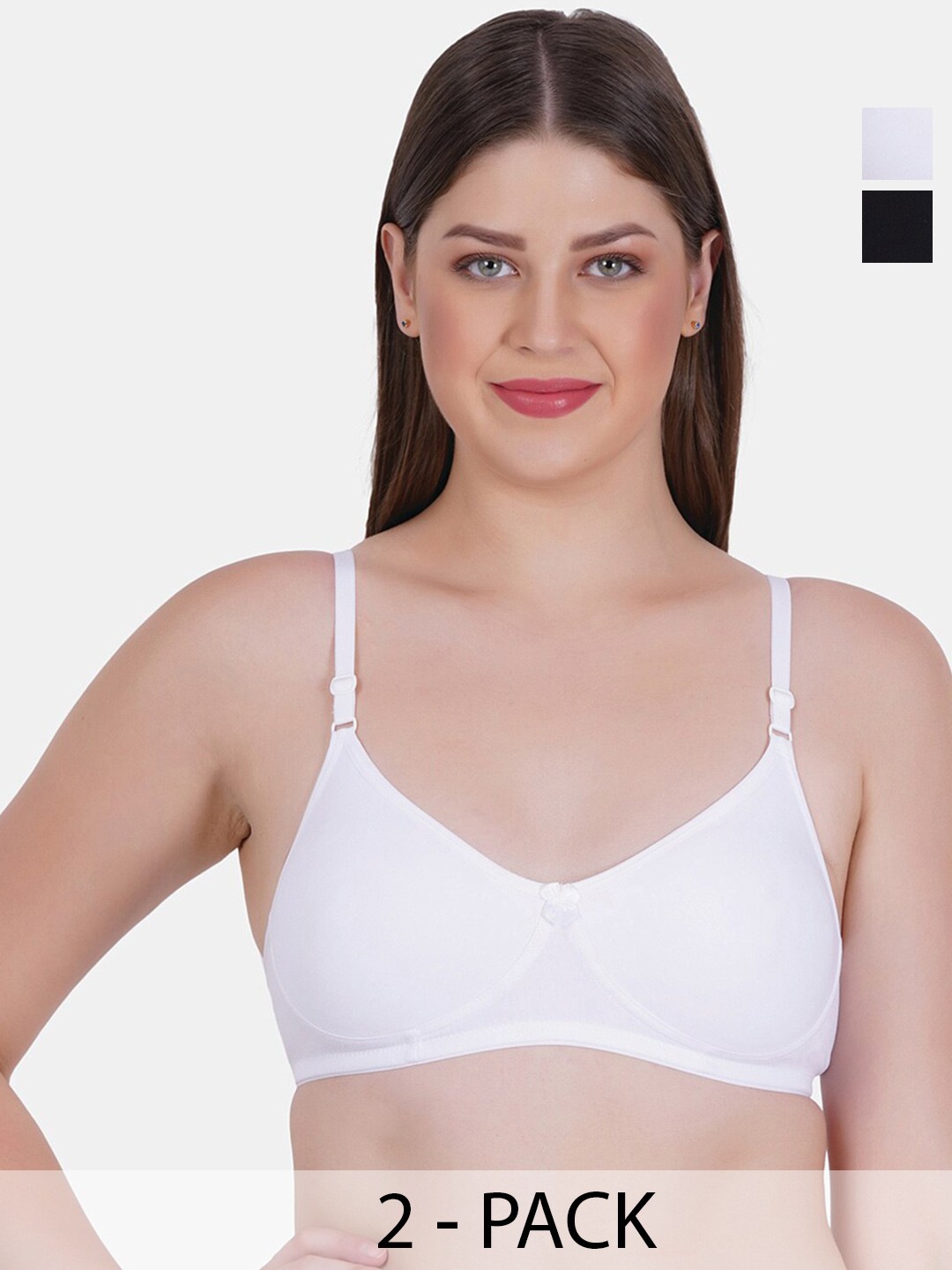 

Reveira Pack Of 2 Non-Wired Non Padded Dry Fit Seamless Everyday Bra With All Day Comfort, White