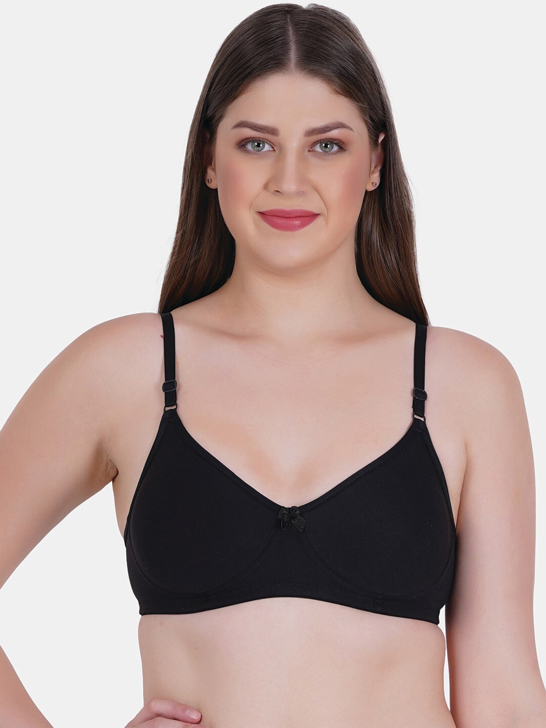 

Reveira Non-Padded Medium Coverage All Day Comfort Dry-Fit Seamless Everyday Bra, Black