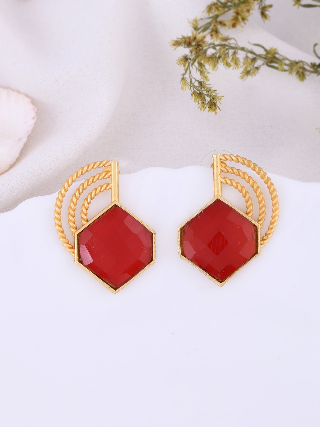 

Silvermerc Designs Gold-Plated Contemporary Drop Earrings