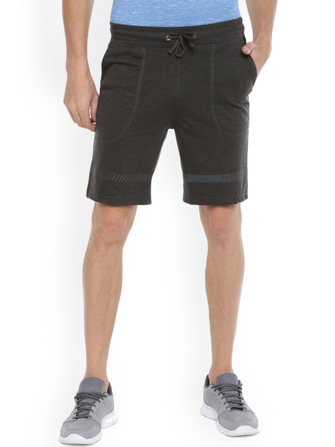 

Force NXT Men Mid Rise Cotton Shorts, Charcoal