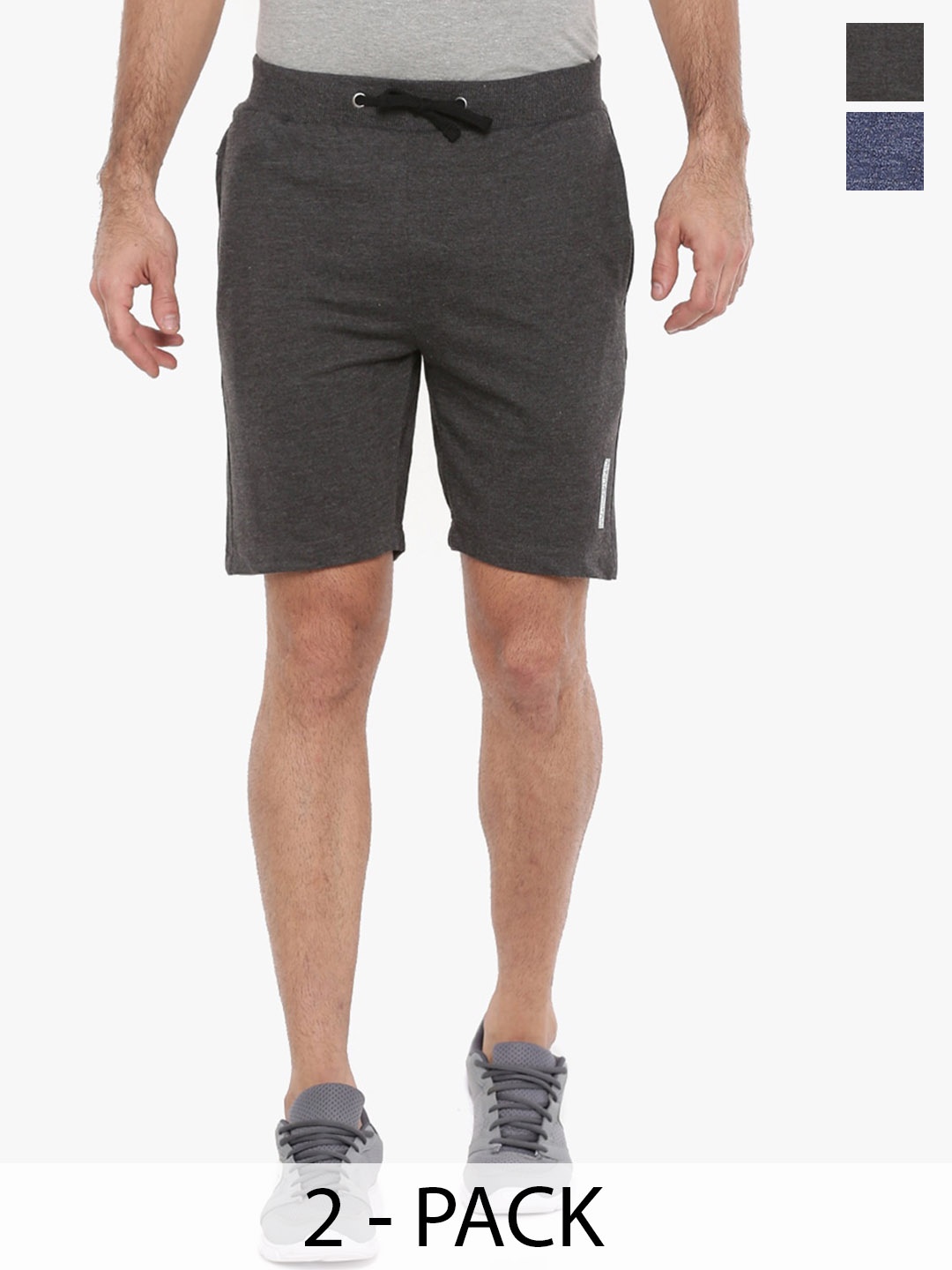 

Force NXT Men Pack Of 2 Mid Rise Cotton Shorts, Black