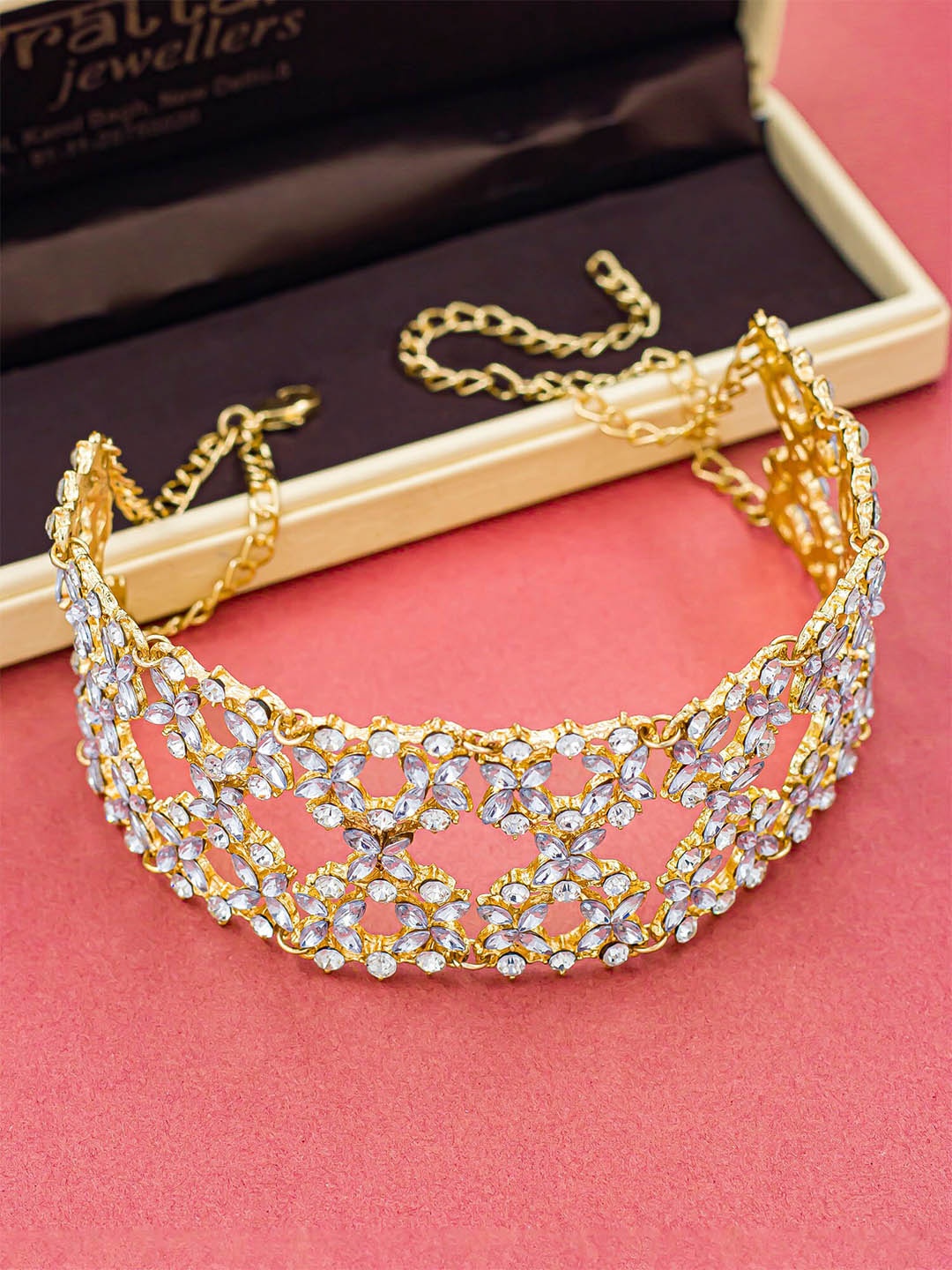

Bellofox Gold-Plated Artificial Stones Studded Necklace