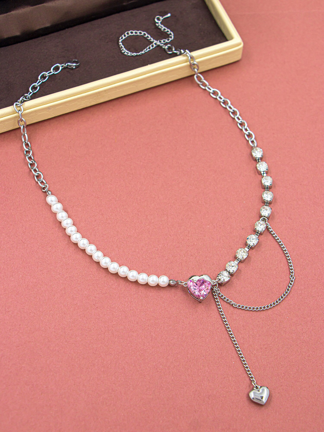 

Bellofox Silver Toned Silver-Plated Statement Necklace
