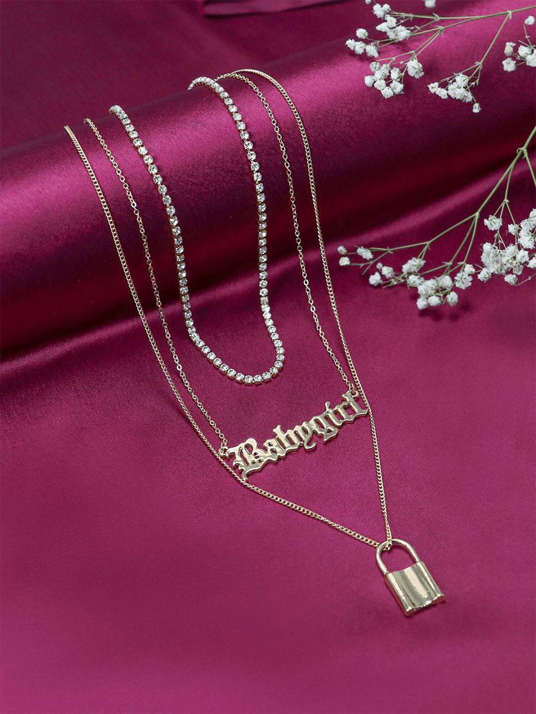 

Bellofox Gold Toned Gold-Plated Artificial Stones Layered Chain