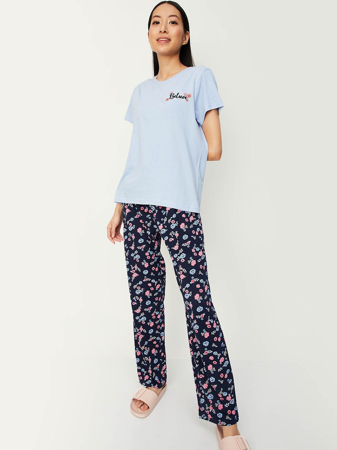 

max Printed Pure Cotton Night suit, Blue