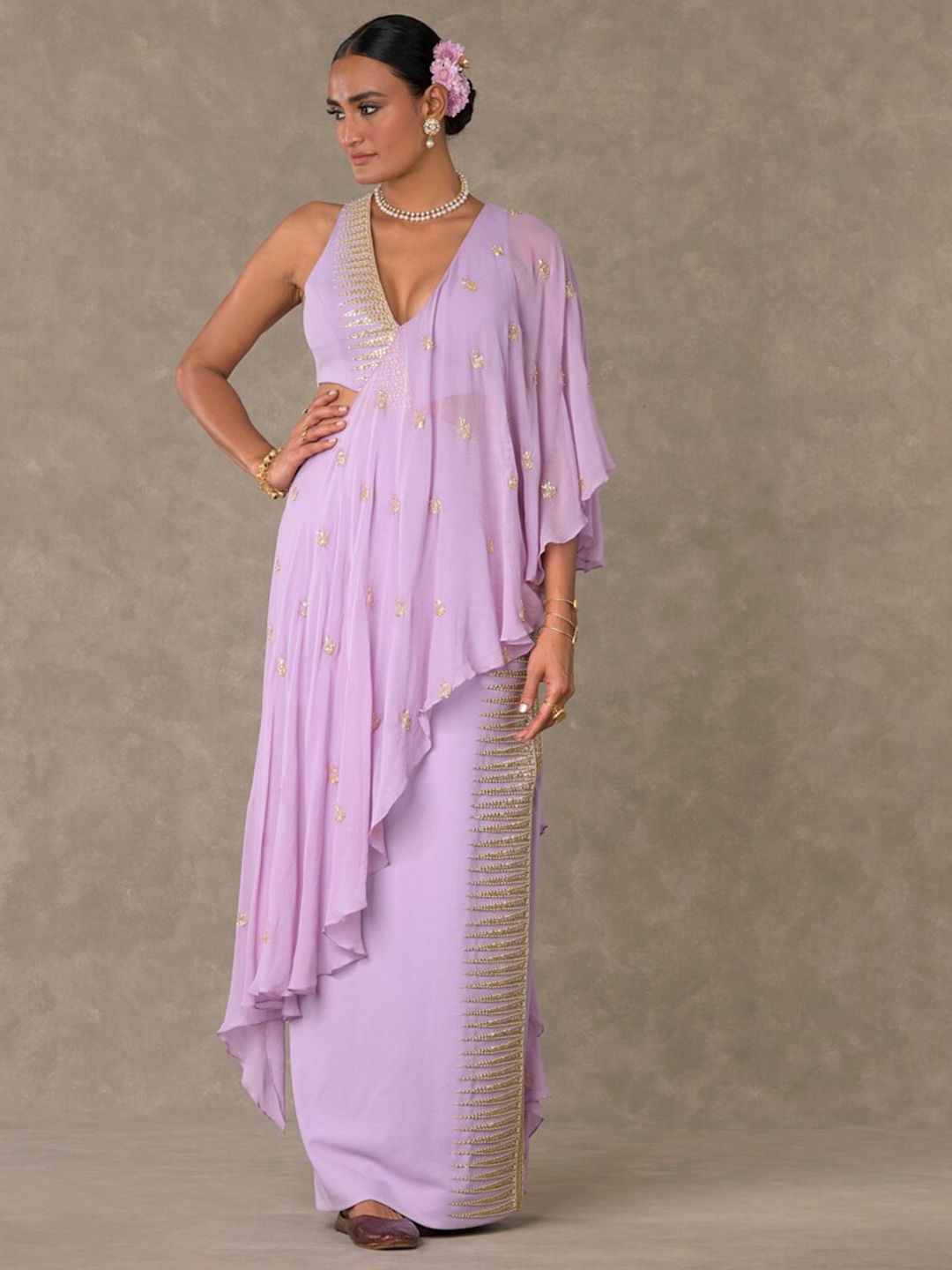 

Masaba Thread Work Ready to Wear Lehenga & Blouse With Dupatta, Lavender