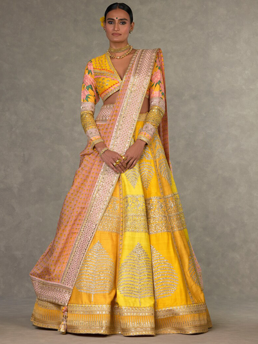 

Masaba Thread Work Ready to Wear Lehenga & Blouse With Dupatta, Yellow