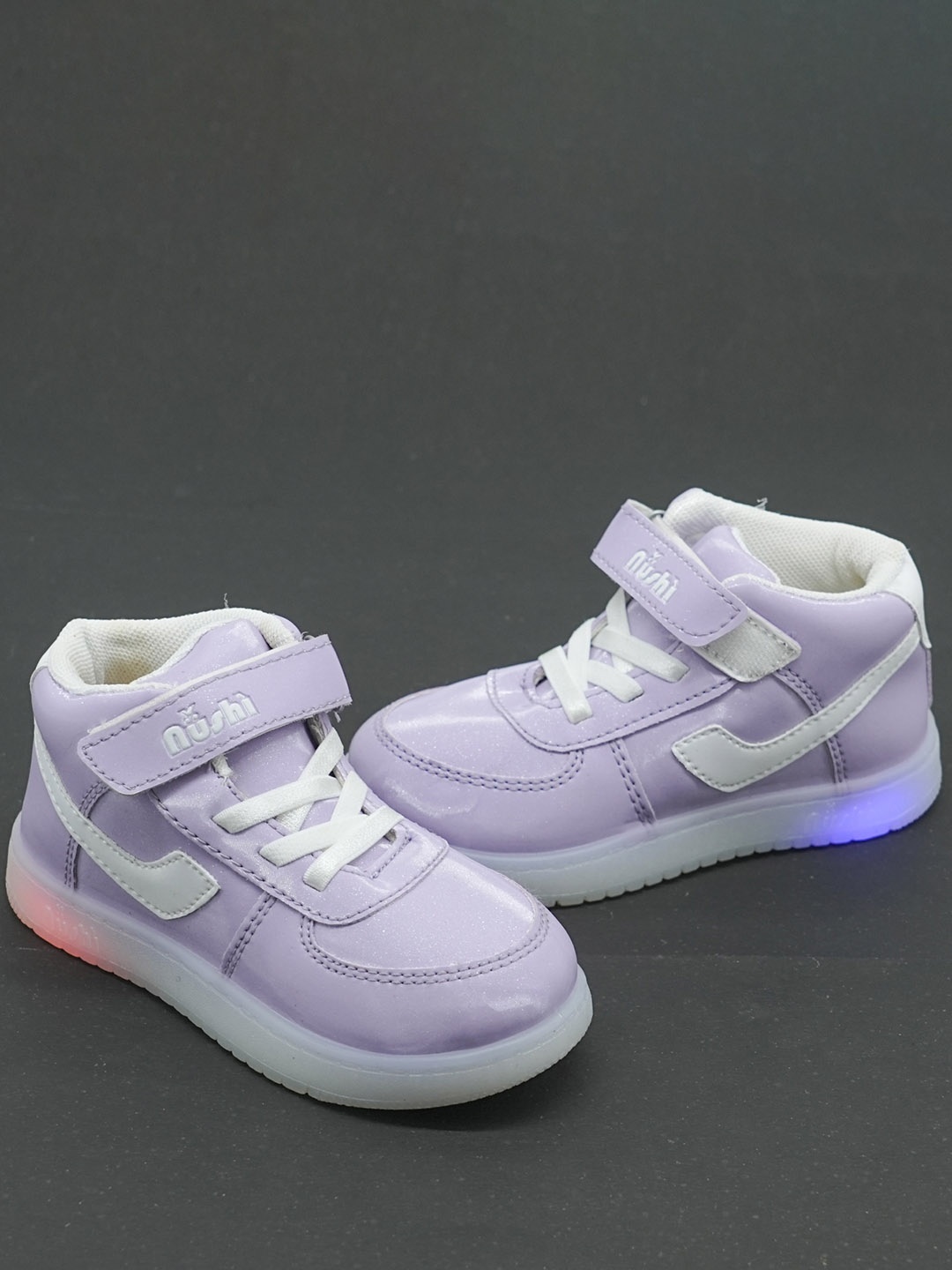 

BAESD Kids LED Mid-Top Velcro Sneakers, Lavender